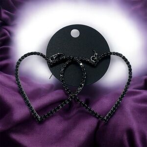 Black Heart Hoop Earrings
